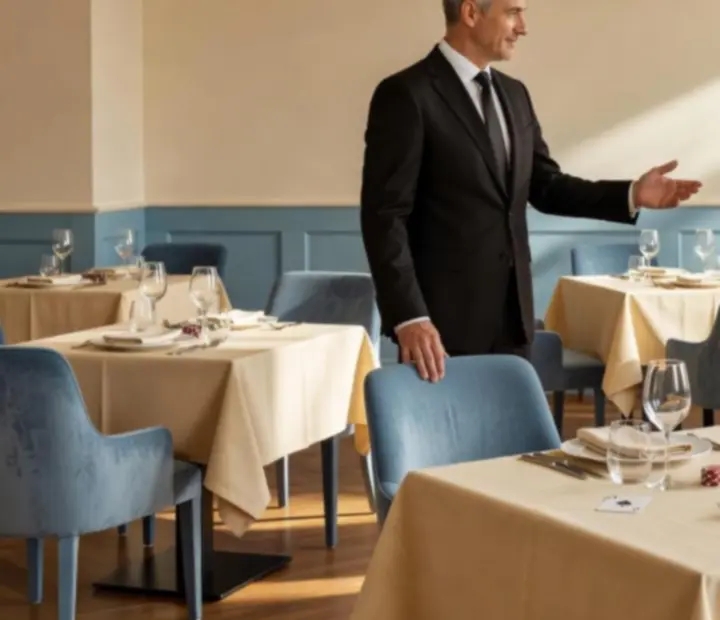 Elegáns, kaszinó-ihletésű asztalbeállítás a Morq Elia étterem privát termében.