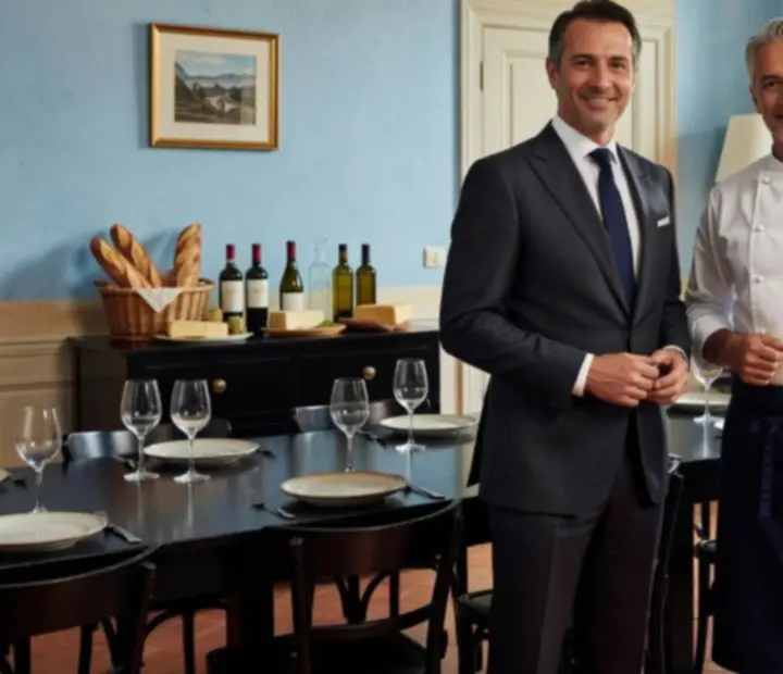 A Morq Elia alapítóinak elegáns portréja mediterrán hangulatú enteriőrben.